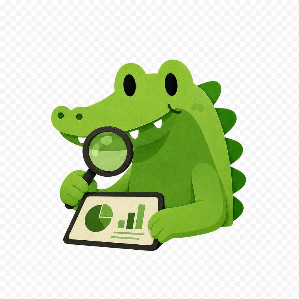 Gator reviewing analytics