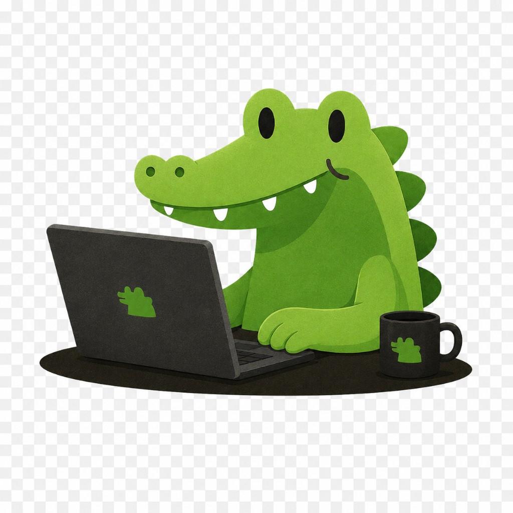 Gator working on a laptop